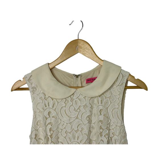 BETSEY JOHNSON Lace Fit & Flare Dress Cream Color Peter Pan Collar Women's  2 - Picture 5 of 7